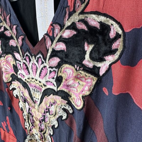 Soft Surroundings Dress Women 8 Red Black Velvet Panel BoHo Maxi Epiphany - Picture 4 of 16